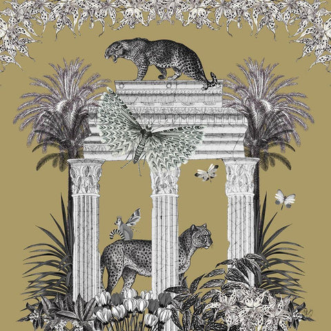 Livoris Feritas Leopard Design, Square Gold Ornate Wood Framed Art Print with Double Matting by Fab Funky