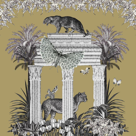 Livoris Feritas Leopard Design, Square Black Ornate Wood Framed Art Print with Double Matting by Fab Funky