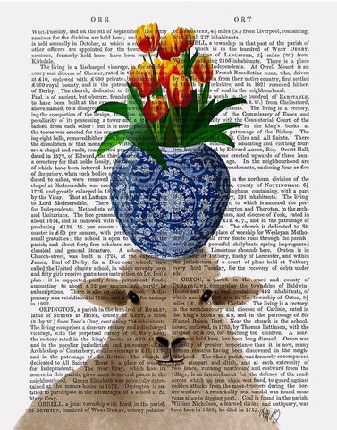 Sheep and Tulips Book Print White Modern Wood Framed Art Print with Double Matting by Fab Funky