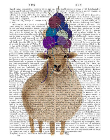 Sheep with Wool Hat, Full Book Print White Modern Wood Framed Art Print with Double Matting by Fab Funky