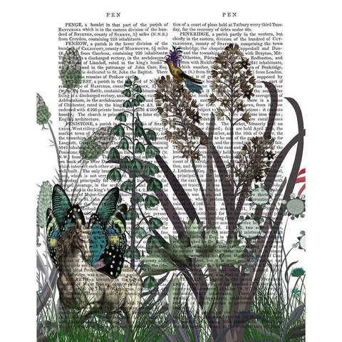 Wildflower Bloom, Horse Book Print Gold Ornate Wood Framed Art Print with Double Matting by Fab Funky