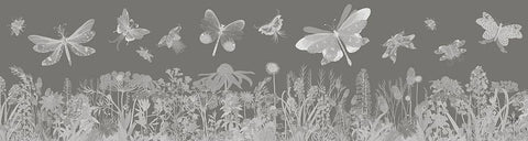 Flutterbies White Modern Wood Framed Art Print with Double Matting by Fab Funky