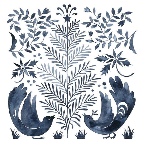 Otomi Inspired Christmas III Black Modern Wood Framed Art Print by Popp, Grace