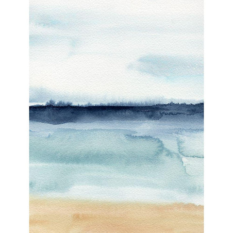 Watercolor Ocean Horizon I Black Modern Wood Framed Art Print with Double Matting by Warren, Annie