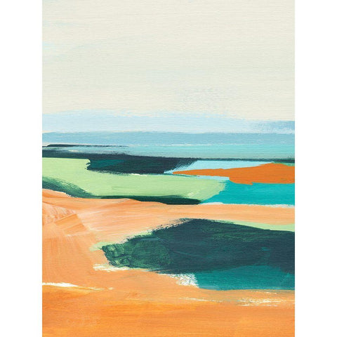 Aqua and Orange II Gold Ornate Wood Framed Art Print with Double Matting by Warren, Annie