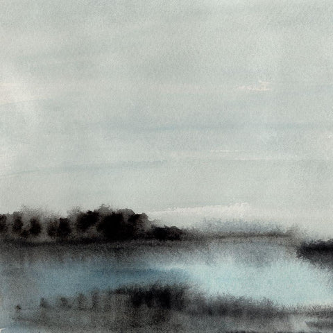 Hazed Horizon I White Modern Wood Framed Art Print with Double Matting by Warren, Annie