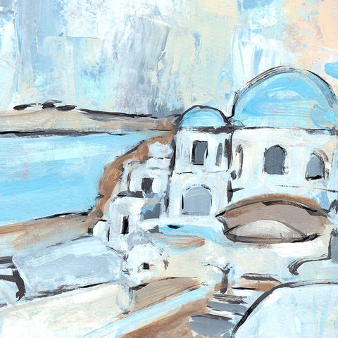 Santorini Rooftops II White Modern Wood Framed Art Print by Warren, Annie