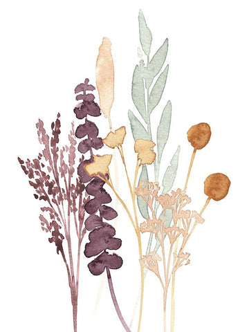 Gathered Bouquet I Black Ornate Wood Framed Art Print with Double Matting by Warren, Annie