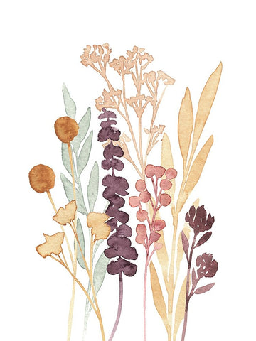 Gathered Bouquet III White Modern Wood Framed Art Print with Double Matting by Warren, Annie