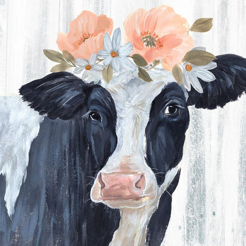 Susie in Flowers I Gold Ornate Wood Framed Art Print with Double Matting by Warren, Annie