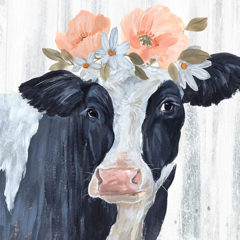 Susie in Flowers I Black Ornate Wood Framed Art Print with Double Matting by Warren, Annie