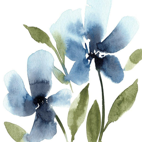 Blue Hues I Black Modern Wood Framed Art Print with Double Matting by Warren, Annie