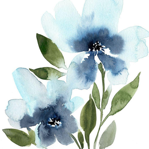 Blue Hues II Gold Ornate Wood Framed Art Print with Double Matting by Warren, Annie