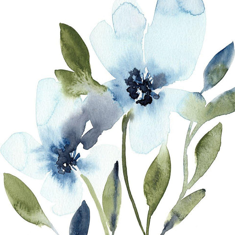 Blue Hues III Gold Ornate Wood Framed Art Print with Double Matting by Warren, Annie