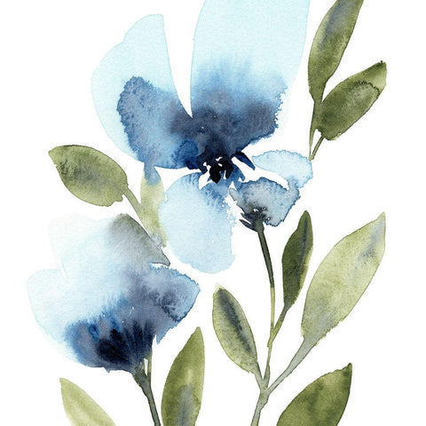 Blue Hues IV Black Modern Wood Framed Art Print with Double Matting by Warren, Annie