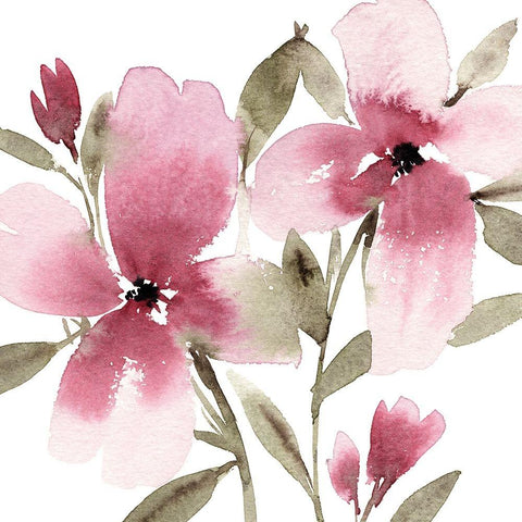 Unfolding Blooms II White Modern Wood Framed Art Print by Warren, Annie