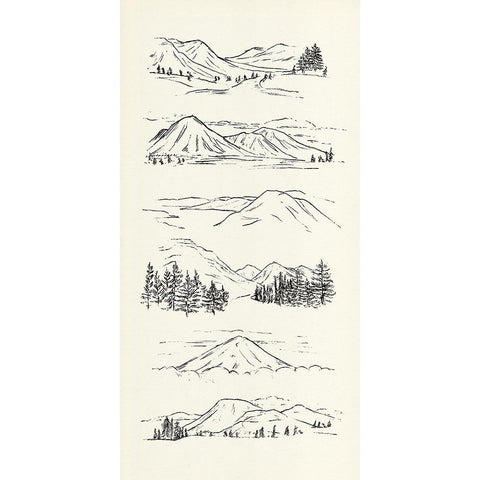 Mountain Ink I Black Modern Wood Framed Art Print with Double Matting by Warren, Annie