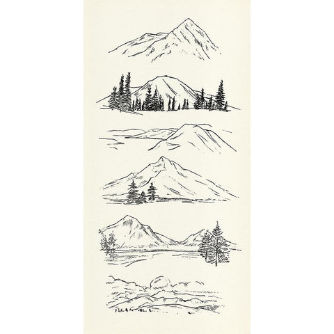 Mountain Ink II White Modern Wood Framed Art Print by Warren, Annie