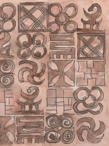 Adinkra Inspiration II Black Ornate Wood Framed Art Print with Double Matting by Dixon, Samuel