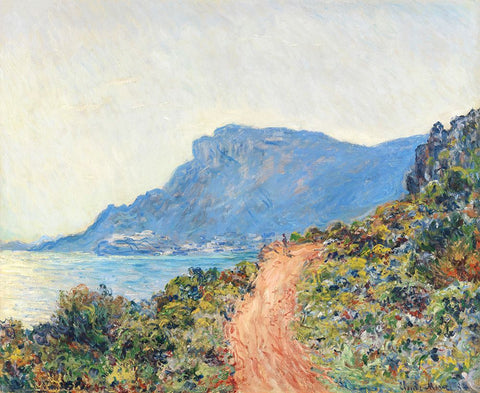 The Corniche near Monaco White Modern Wood Framed Art Print with Double Matting by Monet, Claude