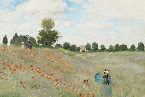 The Poppy Field near Argenteuil White Modern Wood Framed Art Print with Double Matting by Monet, Claude