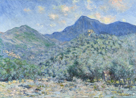 Valle Buona White Modern Wood Framed Art Print with Double Matting by Monet, Claude