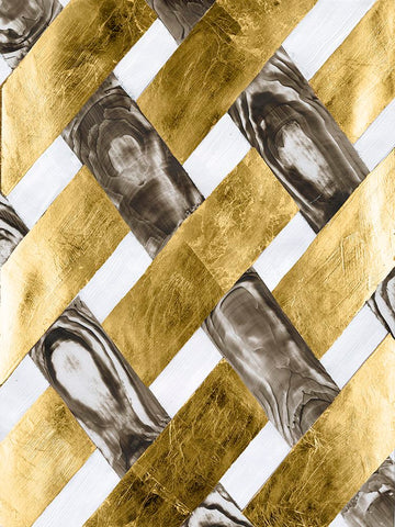 End Grain Weave II White Modern Wood Framed Art Print with Double Matting by Lam, Vanna