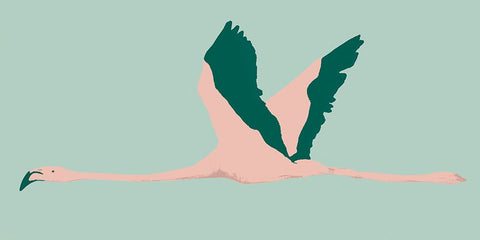 Sherbet Flamingos I White Modern Wood Framed Art Print with Double Matting by Warren, Annie