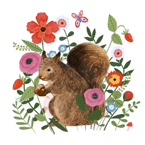 Spring Floral Critters IV Black Ornate Wood Framed Art Print with Double Matting by Barnes, Victoria