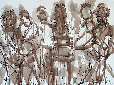 The Social Hour Black Modern Wood Framed Art Print by Ferrell, Erin McGee