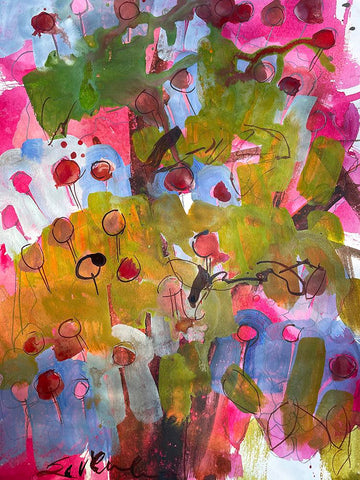 Under the Apple Tree I White Modern Wood Framed Art Print with Double Matting by Ferrell, Erin McGee