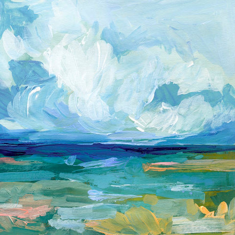 Saltwaters Edge II White Modern Wood Framed Art Print with Double Matting by Barnes, Victoria