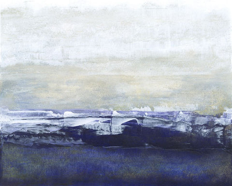 Blue Glimpse White Modern Wood Framed Art Print with Double Matting by Gordon, Sharon