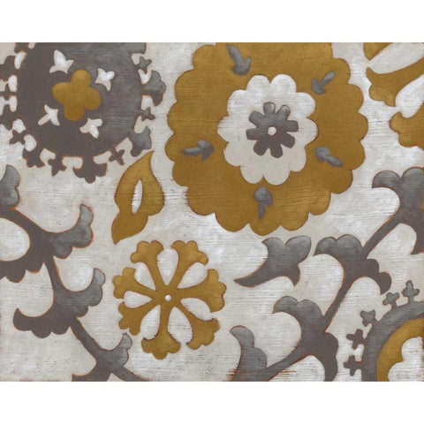 Ochre Suzani I White Modern Wood Framed Art Print by Zarris, Chariklia
