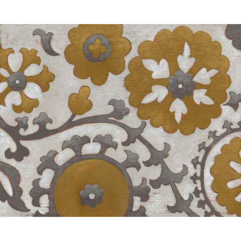Ochre Suzani II Black Modern Wood Framed Art Print with Double Matting by Zarris, Chariklia