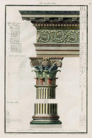 The Corinthian Order White Modern Wood Framed Art Print with Double Matting by Richardson