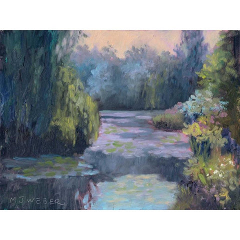 Monets Garden III Black Modern Wood Framed Art Print with Double Matting by Weber, Mary Jean