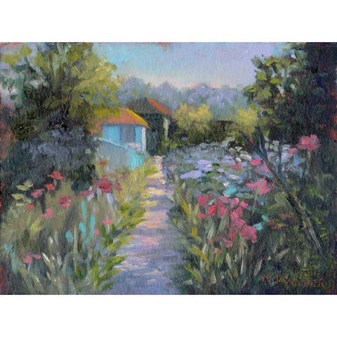 Monets Garden V Black Modern Wood Framed Art Print by Weber, Mary Jean