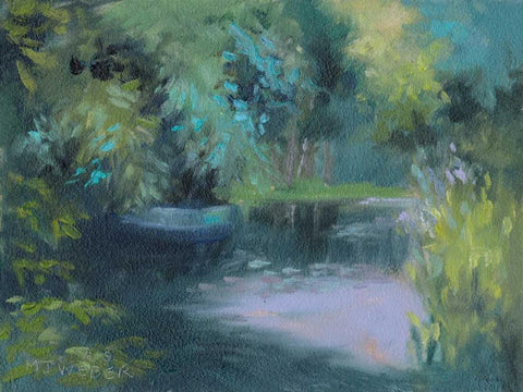 Monets Garden VIII White Modern Wood Framed Art Print with Double Matting by Weber, Mary Jean