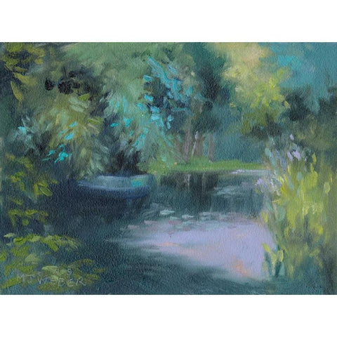 Monets Garden VIII Black Modern Wood Framed Art Print by Weber, Mary Jean