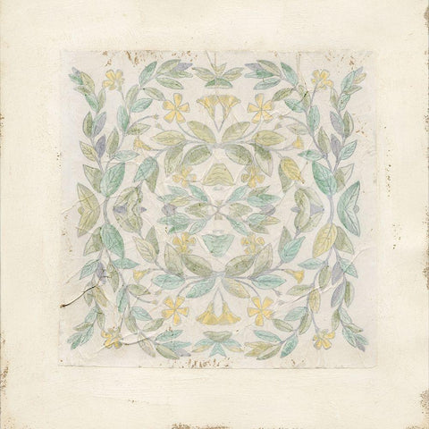 Quadrant Floral II Black Ornate Wood Framed Art Print with Double Matting by Meagher, Megan