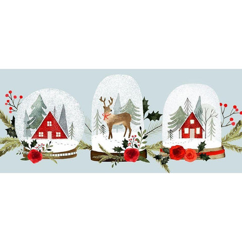 Snow Globe Village Collection D Gold Ornate Wood Framed Art Print with Double Matting by Barnes, Victoria