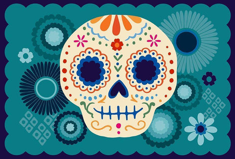 Calaveras Collection A Black Ornate Wood Framed Art Print with Double Matting by Barnes, Victoria