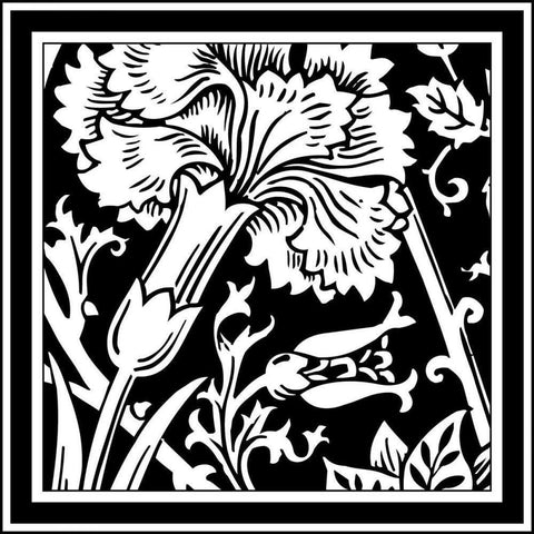 Printed Graphic Floral Motif I Black Ornate Wood Framed Art Print with Double Matting by Vision Studio