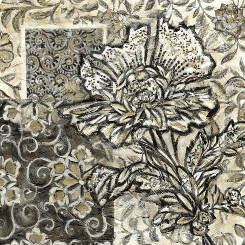 Printed Graphic Chintz III Black Ornate Wood Framed Art Print with Double Matting by Zarris, Chariklia