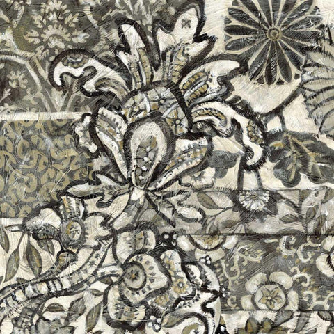 Printed Graphic Chintz IV Black Ornate Wood Framed Art Print with Double Matting by Zarris, Chariklia
