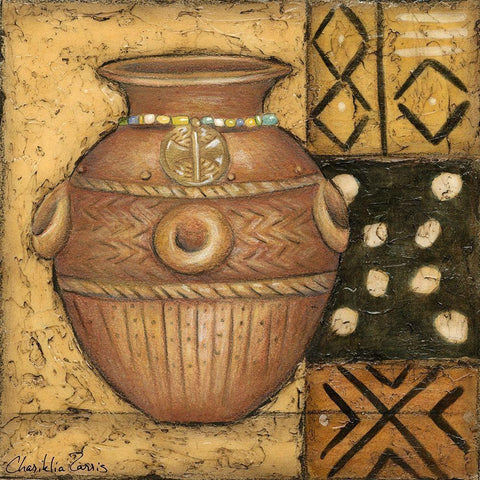 African Earthenware II Black Ornate Wood Framed Art Print with Double Matting by Zarris, Chariklia