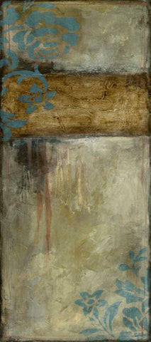 Teal Patina I Black Ornate Wood Framed Art Print with Double Matting by Goldberger, Jennifer