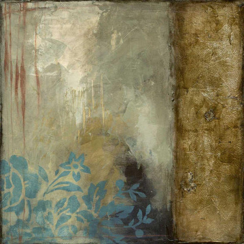 Teal Patina III Black Ornate Wood Framed Art Print with Double Matting by Goldberger, Jennifer