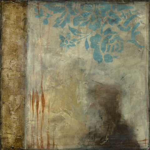 Teal Patina IV Black Ornate Wood Framed Art Print with Double Matting by Goldberger, Jennifer